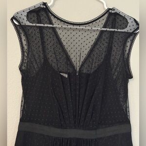 London Times Elegant Black Dress with Mesh Detail